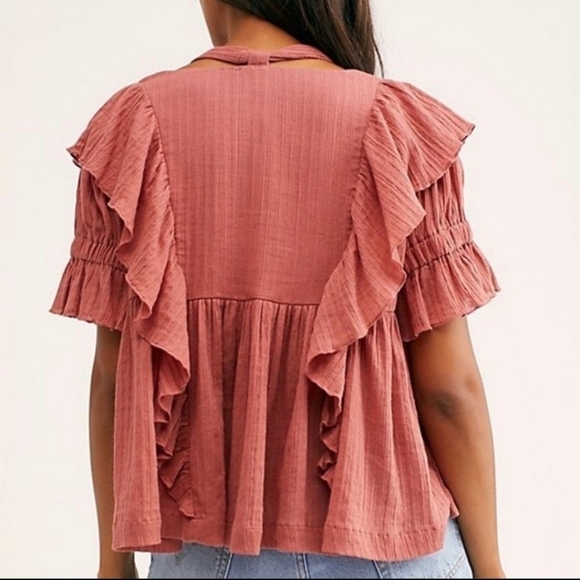 Free People angel flutter cross tie gauzy short sleeve top - Picture 2 of 14